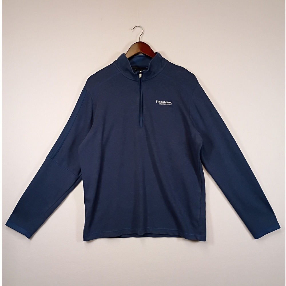 Golf Core Adidas Mens Large Blue Firestone Country Club Quarter Zip Pullover